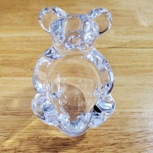 Vintage Crystal Bear Candy Dish Bowl Figurine 5"